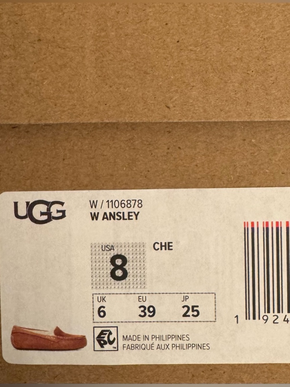 UGG Ansley Slippers Womens Size 8 Chestnut Suede Sheepskin Moccasin - Picture 9 of 9